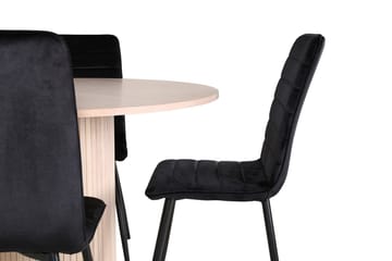 Rund matgrupp Venture Home Svart Ljust trä 4st - Huonekalut - Pöytä & ruokailuryhmä - Ruokailuryhmä