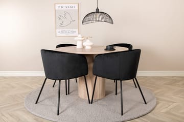 Rund matgrupp Venture Home Svart Ljust trä 4st - Huonekalut - Pöytä & ruokailuryhmä - Ruokailuryhmä
