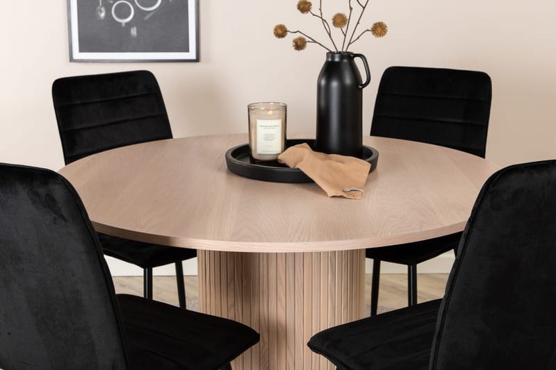 Rund matgrupp Venture Home Svart Ljust trä 4st - Huonekalut - Pöytä & ruokailuryhmä - Ruokailuryhmä