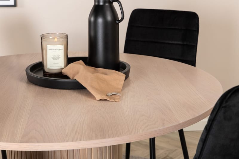 Rund matgrupp Venture Home Svart Ljust trä 4st - Huonekalut - Pöytä & ruokailuryhmä - Ruokailuryhmä