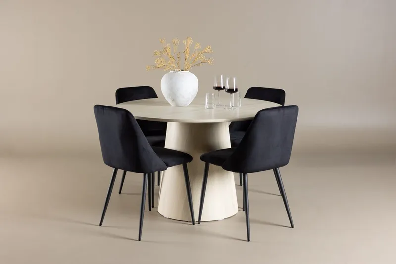 Rund matgrupp Venture Home Svart Ljust trä 4st
