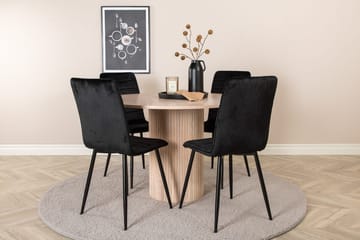 Rund matgrupp Venture Home Svart Ljust trä 4st - Huonekalut - Pöytä & ruokailuryhmä - Ruokailuryhmä