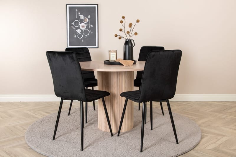 Rund matgrupp Venture Home Svart Ljust trä 4st