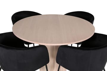 Rund matgrupp Venture Home Svart Ljust trä 4st - Huonekalut - Pöytä & ruokailuryhmä - Ruokailuryhmä
