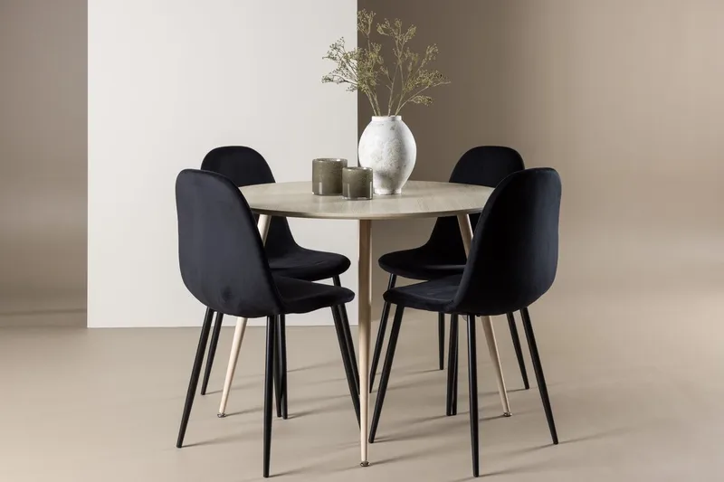 Rund matgrupp Venture Home Svart Ljust trä 4st