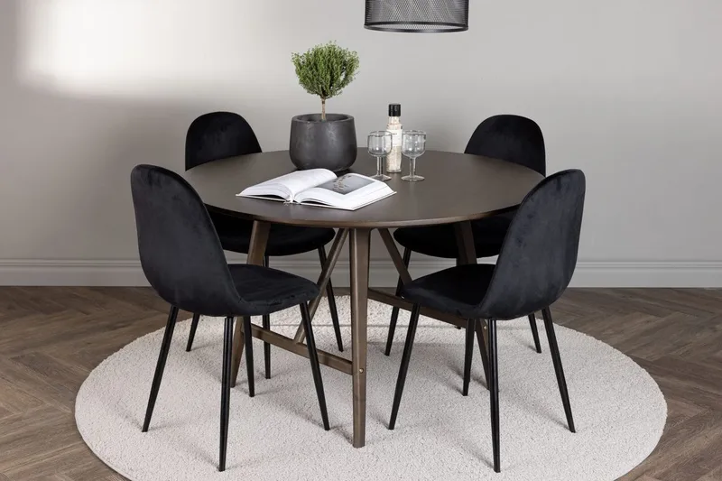 Rund matgrupp Venture Home Svart Mörkbrun 4st, Tummanruskea