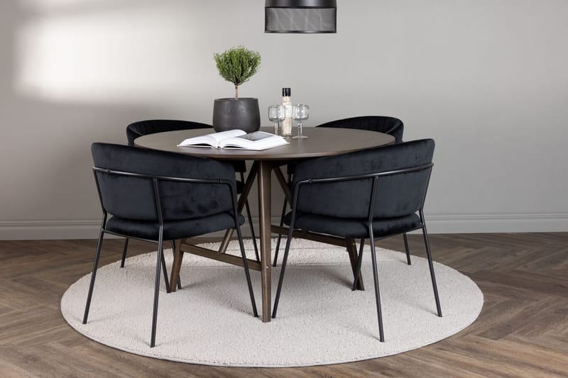 Rund matgrupp Venture Home Svart Mörkbrun 4st, Tummanruskea