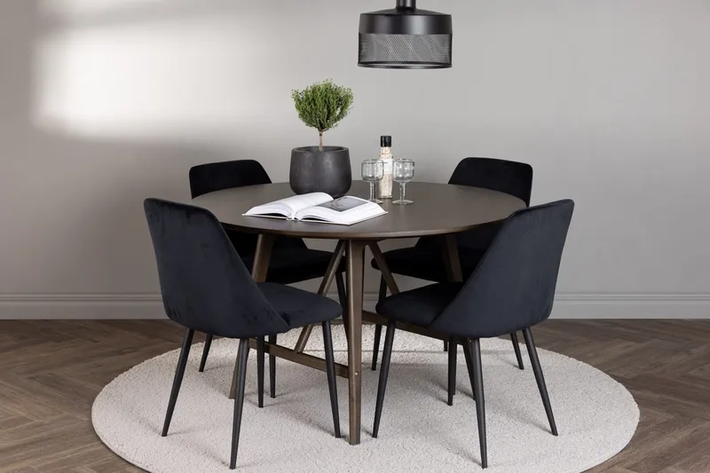 Rund matgrupp Venture Home Svart Mörkbrun 4st