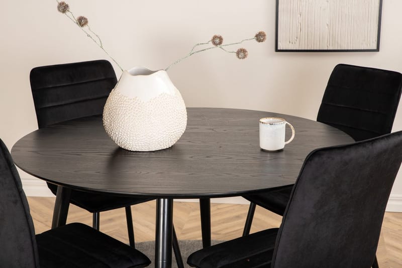Rund matgrupp Venture Home Svart Svart 4st - Huonekalut - Pöytä & ruokailuryhmä - Ruokailuryhmä
