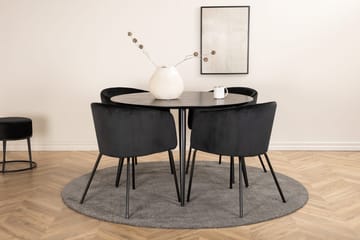 Rund matgrupp Venture Home Svart Svart 4st - Huonekalut - Pöytä & ruokailuryhmä - Ruokailuryhmä