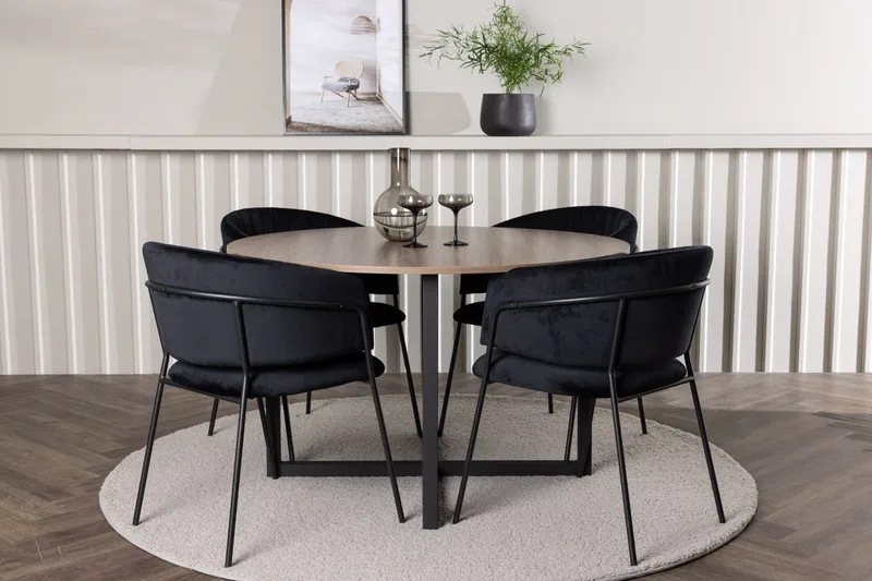 Rund matgrupp Venture Home Svart Valnöt 4st