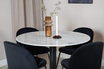 Rund matgrupp Venture Home Svart Vit marmor 4st - Huonekalut - Pöytä & ruokailuryhmä - Ruokailuryhmä