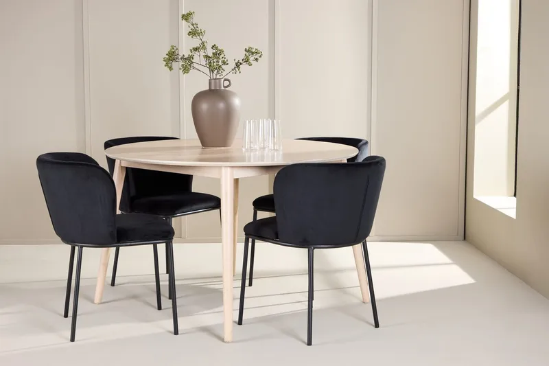 Rund matgrupp Venture Home Svart Vitputsad 4st