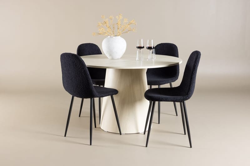 Rund matgrupp Venture Home Svart Vitputsad 4st
