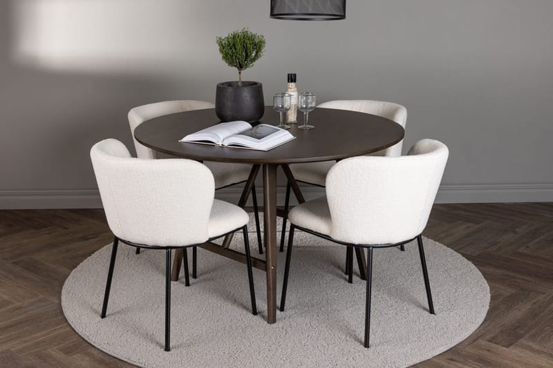 Rund matgrupp Venture Home Vit Mörkbrun 4st, Tummanruskea