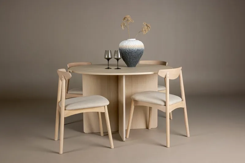 Rund matgrupp Venture Home Vitputsad Natur 4st