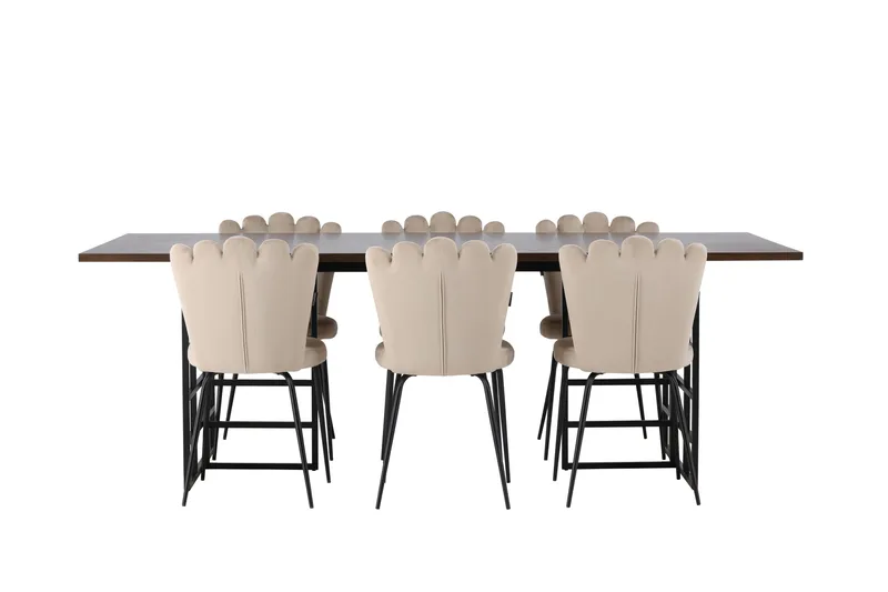 Ruokailuryhmä Achimenes 220 cm Suorakulmainen 6 Limhamn Tuolia, Beige