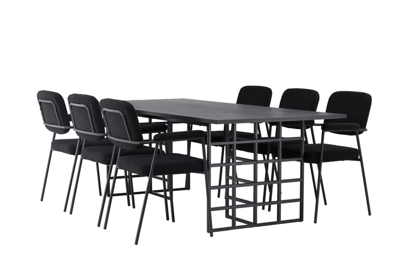 Ruokailuryhmä Achimenes 220 cm Suorakulmainen 6 Yesterday Tuolia - Musta - Huonekalut - Pöytä & ruokailuryhmä - Ruokailuryhmä