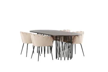 Ruokailuryhmä Alismo 220 cm Soikea 4 Limhamn Tuolia - Beige - Huonekalut - Pöytä & ruokailuryhmä - Ruokailuryhmä