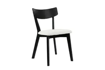 Alma-ruokailuryhmä 220 cm suorakaiteen muotoinen, musta, 6 Amelia-ruokatuolia istuintyynyllä - Musta / beige - Huonekalut - Pöytä & ruokailuryhmä - Ruokailuryhmä