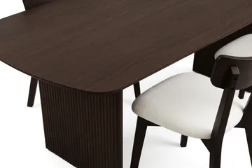 Alma-ruokailuryhmä 220 cm suorakaiteen muotoinen, savutammi, 6 Amelia-ruokatuolia istuintyynyllä - Savutammi/beige - Huonekalut - Pöytä & ruokailuryhmä - Ruokailuryhmä