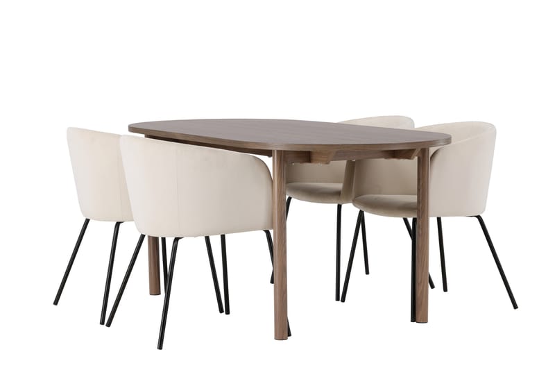 Ruokailuryhmä Andy 180 cm Soikea 4 Berit Tuolia - Beige - Huonekalut - Pöytä & ruokailuryhmä - Ruokailuryhmä