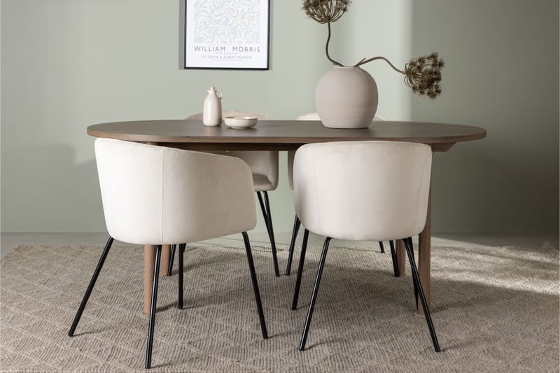 Ruokailuryhmä Andy 180 cm Soikea 4 Berit Tuolia - Beige - Huonekalut - Pöytä & ruokailuryhmä - Ruokailuryhmä
