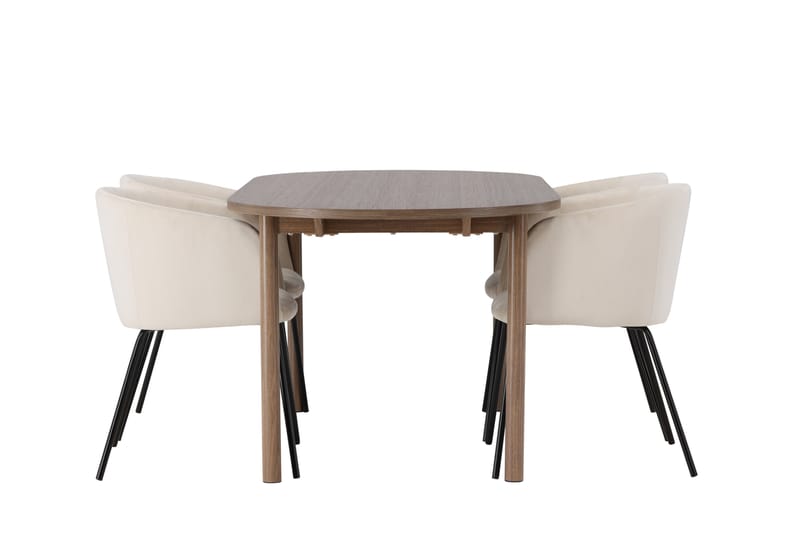 Ruokailuryhmä Andy 180 cm Soikea 4 Berit Tuolia - Beige - Huonekalut - Pöytä & ruokailuryhmä - Ruokailuryhmä