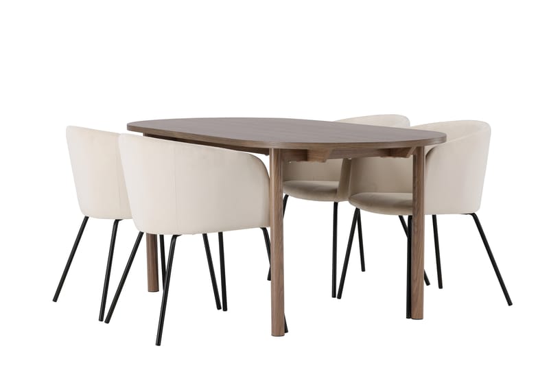 Ruokailuryhmä Andy 180 cm Soikea 4 Berit Tuolia - Beige - Huonekalut - Pöytä & ruokailuryhmä - Ruokailuryhmä