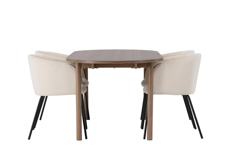 Ruokailuryhmä Andy 180 cm Soikea 4 Berit Tuolia - Beige - Huonekalut - Pöytä & ruokailuryhmä - Ruokailuryhmä