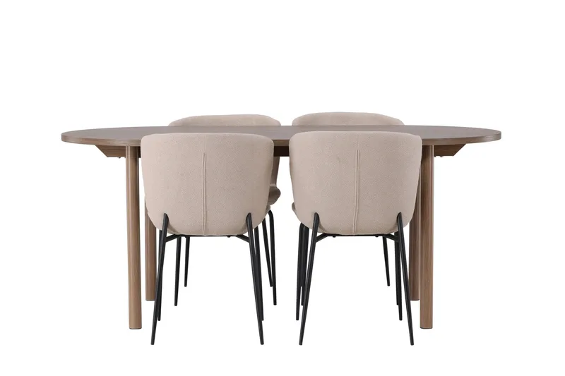 Ruokailuryhmä Andy 180 cm Soikea 4 Modesto Tuolia, Beige