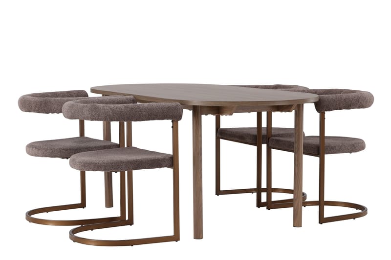Ruokailuryhmä Andy 180 cm Soikea 4 Morning Tuolia - Ruskea - Huonekalut - Pöytä & ruokailuryhmä - Ruokailuryhmä