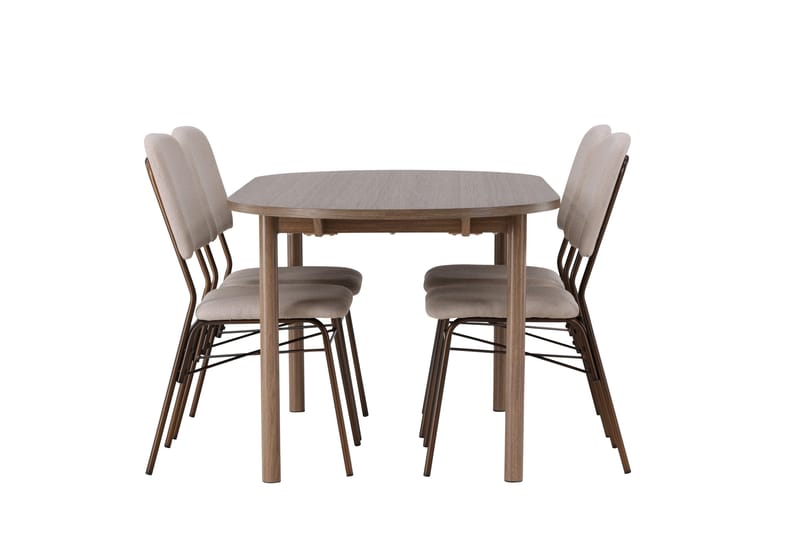 Ruokailuryhmä Andy 180 cm Soikea 4 Seda Tuolia - Beige - Huonekalut - Pöytä & ruokailuryhmä - Ruokailuryhmä