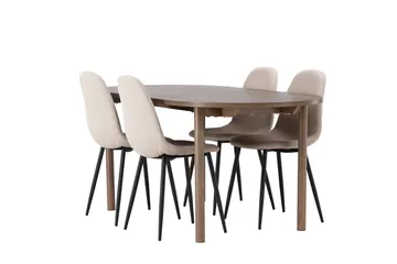 Ruokailuryhmä Andy 180 cm Soikea 4 Polar Tuolia - Beige - Huonekalut - Pöytä & ruokailuryhmä - Ruokailuryhmä