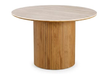 Arvo-ruokailuryhmä, pyöreä 120 cm, tammi, 4 Ronja-ruokapöydän tuolia - Tammi/tammi - Huonekalut - Pöytä & ruokailuryhmä - Ruokailuryhmä