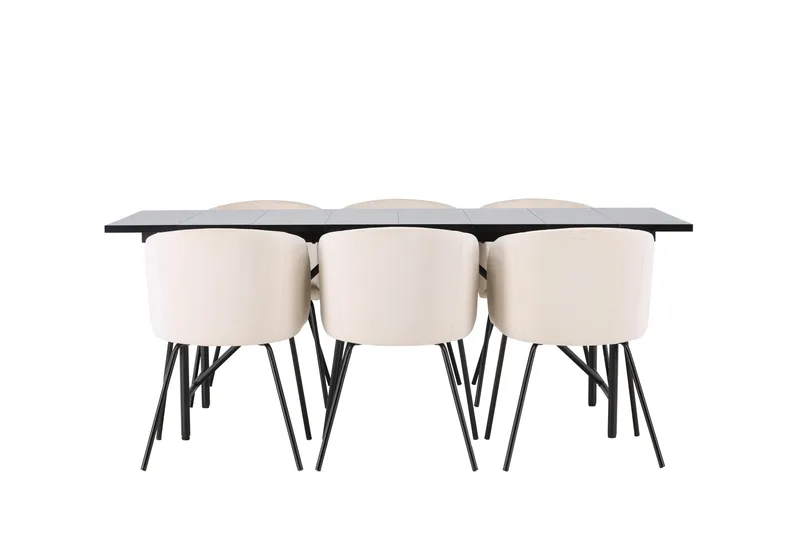 Ruokailuryhmä Astrid 200 cm Suorakulmainen 6 Berit Tuolia, Beige