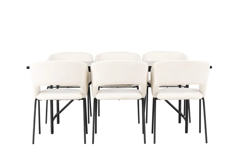 Ruokailuryhmä Astrid 200 cm Suorakulmainen 6 Day Tuolia, Musta