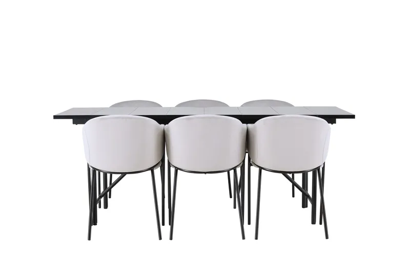 Ruokailuryhmä Astrid 200 cm Suorakulmainen 6 Evelina Tuolia, Musta