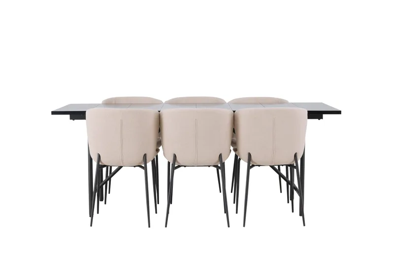 Ruokailuryhmä Astrid 200 cm Suorakulmainen 6 Modesto Tuolia, Beige