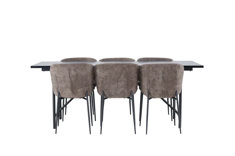 Ruokailuryhmä Astrid 200 cm Suorakulmainen 6 Modesto Tuolia, Musta