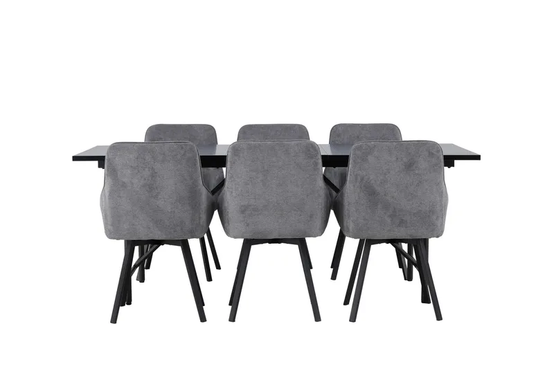 Ruokailuryhmä Astrid 200 cm Suorakulmainen 6 Rosie Tuolia, Musta