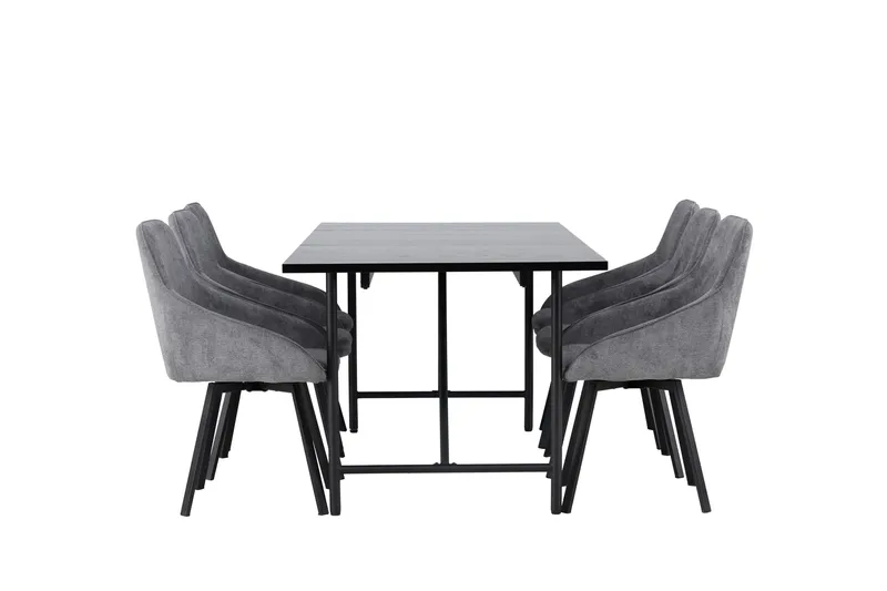 Ruokailuryhmä Astrid 200 cm Suorakulmainen 6 Rosie Tuolia - Musta - Huonekalut - Pöytä & ruokailuryhmä - Ruokailuryhmä