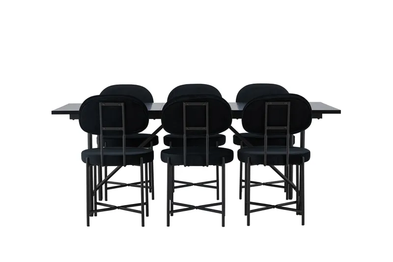 Ruokailuryhmä Astrid 200 cm Suorakulmainen 6 Stella Tuolia, Musta