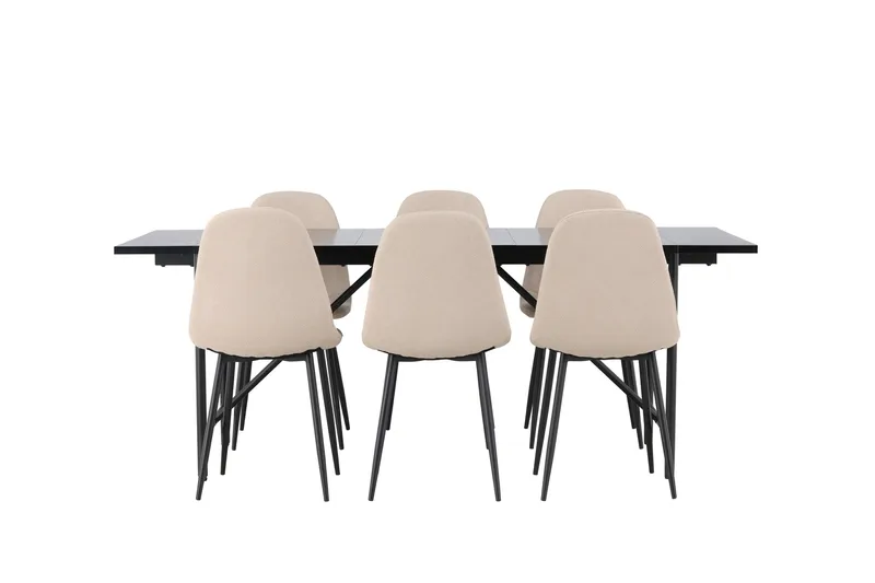 Ruokailuryhmä Astrid 200 cm Suorakulmainen 6 Polar Tuolia, Beige