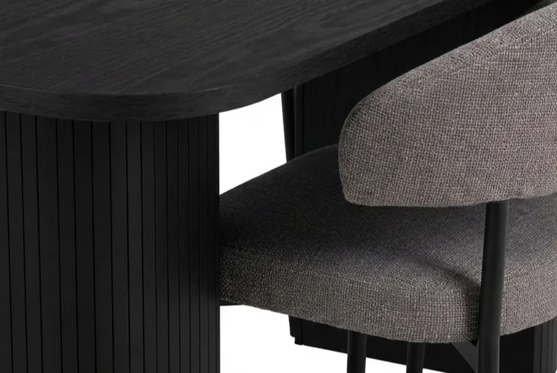 Ruokailuryhmä Bark Kopparbo-ruokapöytä 200 cm, 6 Sawako Greige -tuolia Musta|greige - Huonekalut - Pöytä & ruokailuryhmä - Ruokailuryhmä