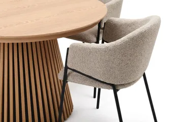Ruokailuryhmä Bark Peyra 120 –220 cm Tammi Taupe bouclé - Tammi - Huonekalut - Pöytä & ruokailuryhmä - Ruokailuryhmä