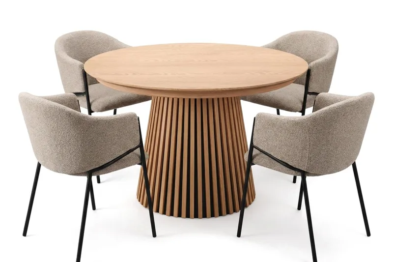 Ruokailuryhmä Bark Peyra 120–220 cm Tammi Taupe bouclé, Tammi