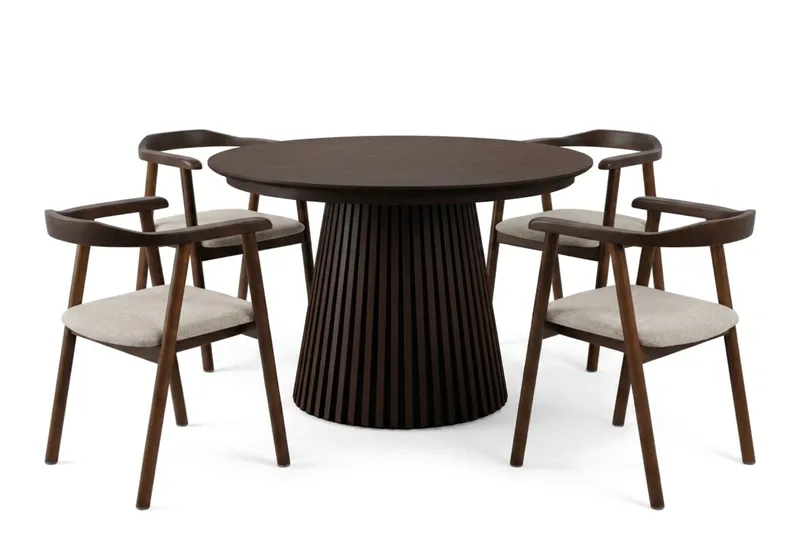 Ruokailuryhmä Bark Peyra 120–220 cm Savetammi Savustettu tammi/Beige, undefined