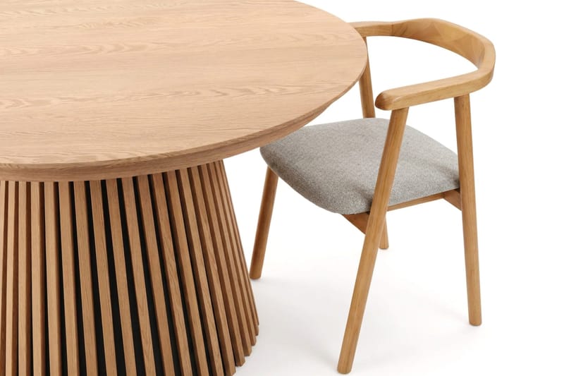 Ruokailuryhmä Bark Peyra 120–220 cm Tammi Tammi/Beige - Huonekalut - Pöytä & ruokailuryhmä - Ruokailuryhmä