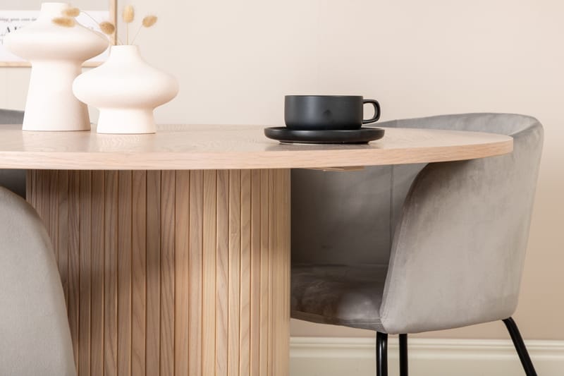 Ruokailuryhmä Bianca 110 cm Pyöreä 4 Berit Tuolia - Whitewash/Harmaa - Huonekalut - Pöytä & ruokailuryhmä - Ruokailuryhmä